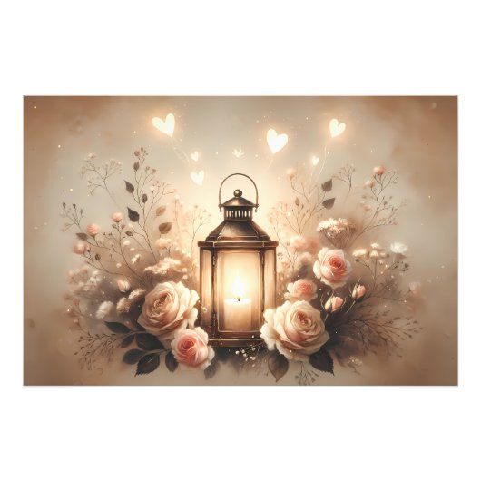 Rose Lantern Glow Bouquet Foto Afdruk (Voorkant)