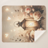 Rose Lantern Glow Bouquet Sherpa Deken (Voorkant (horizontaal))
