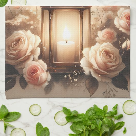 Rose Lantern Glow Bouquet Theedoek (Gevouwen)