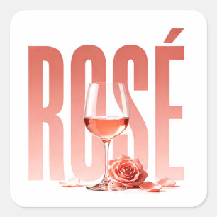 Rosé Luxe Wijn Editoriaal Lifestyle Grafische Stij Vierkante Sticker