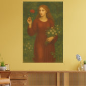 Rose Maiden in the Forest – Red-Haired Girl with W Canvas Afdruk (Insitu (Woonkamer))