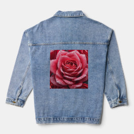 Rose Mark Denim Jacket with Elegant Floral Accent