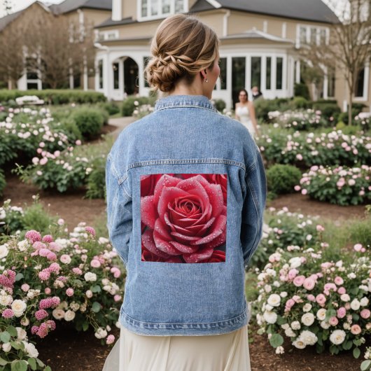 Rose Mark Denim Jacket with Elegant Floral Accent (Huwelijk Achterkant)