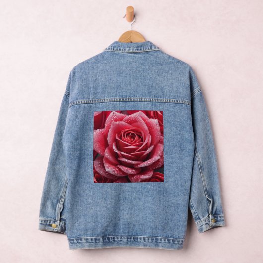Rose Mark Denim Jacket with Elegant Floral Accent (Hangar)