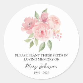 Rose Memorial Funeral Seed Packet Ronde Sticker