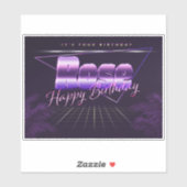 Rose Name Vorname lila retro Sticker Geburtstag (Vel)