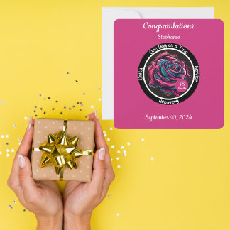 Rose Nuchterheidsbadge | 12-Stappen-Herstel Kaart