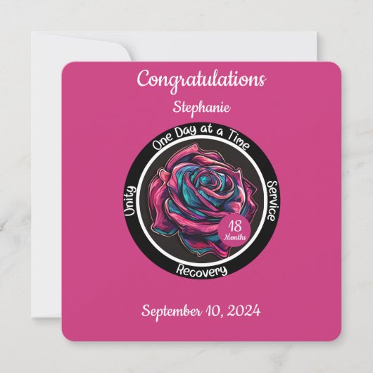 Rose Nuchterheidschijf | 12-Stappen-Herstel Kaart (Voorkant)