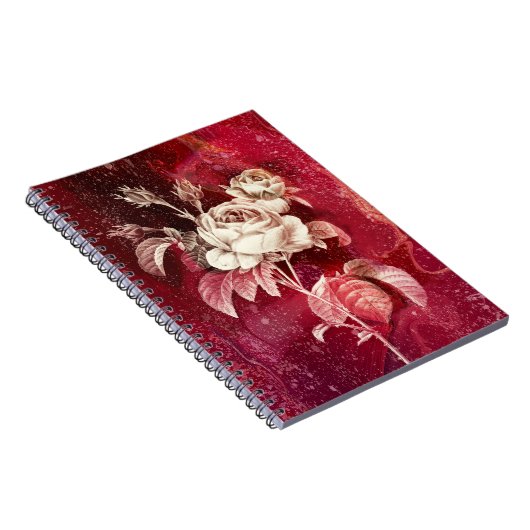 ROSE on Red Background Notitieboek (Rechterzijde)