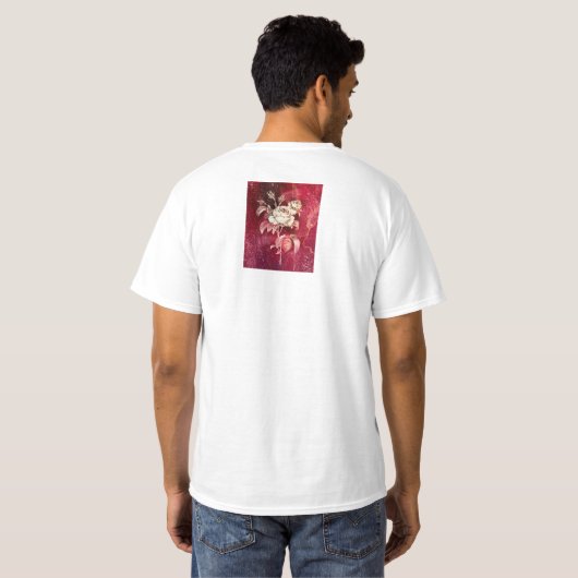 Rose on Red Textured Background T-shirt (Achterkant volledig)