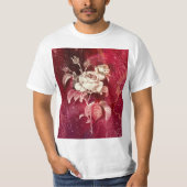 Rose on Red Textured Background T-shirt (Voorkant)