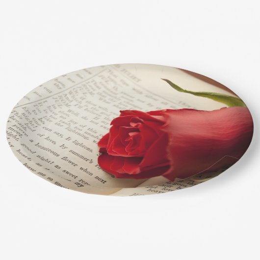Rose on Shakespeare Papieren Bordje (Gekanteld)