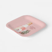 Rosé over Rozen Valentijnsdag Feestje Roze Papieren Bordje (Gebogen)