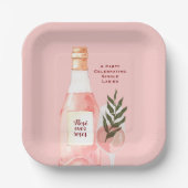 Rosé over Rozen Valentijnsdag Feestje Roze Papieren Bordje (Voorkant)