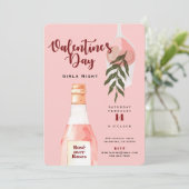 Rosé over Rozen Valentijnsdag Party Invitation Feestdagenkaart (Staand voorkant)