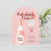 Rosé over rozen Valentijnsdagfeest Roze Kaart (Staand voorkant)