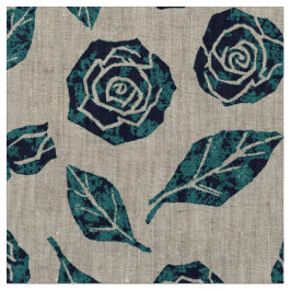 Rose Pandora - Navy Teal Stof