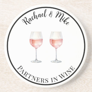 Rosé Partners in Wine Drinken  Zandsteen Onderzetter