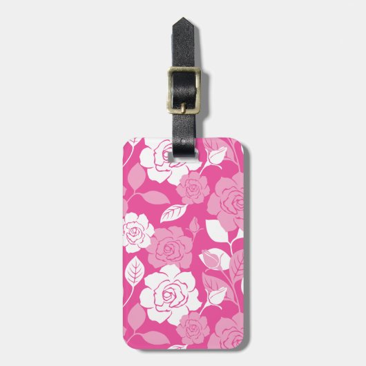 ROSE PATTERN (PINK) BAGAGELABEL (Voorkant verticaal)