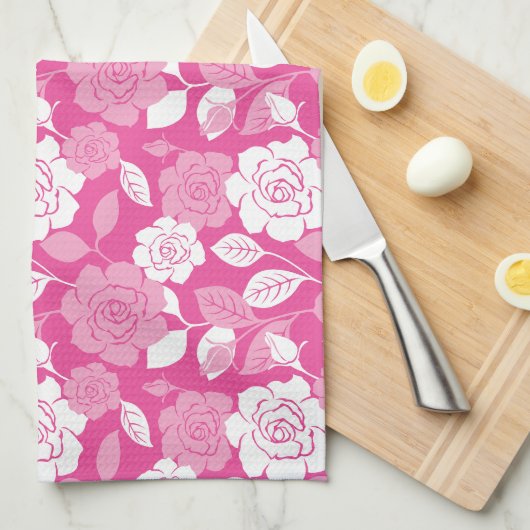 ROSE PATTERN (PINK) THEEDOEK (Quarter Fold)