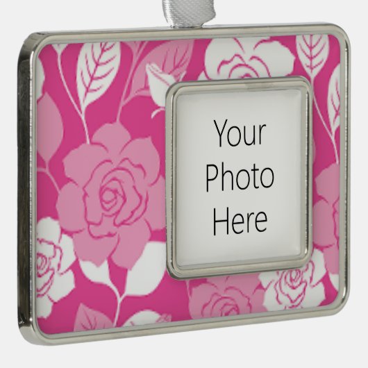 ROSE PATTERN (PINK) VERZILVERD OMLIJST ORNAMENT (Rechts)