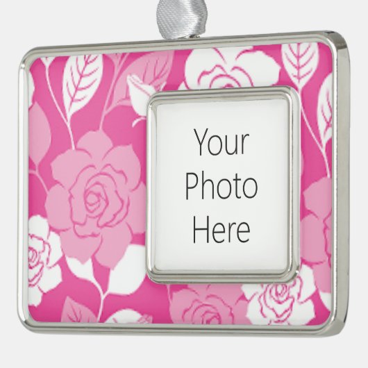 ROSE PATTERN (PINK) VERZILVERD OMLIJST ORNAMENT (Links)