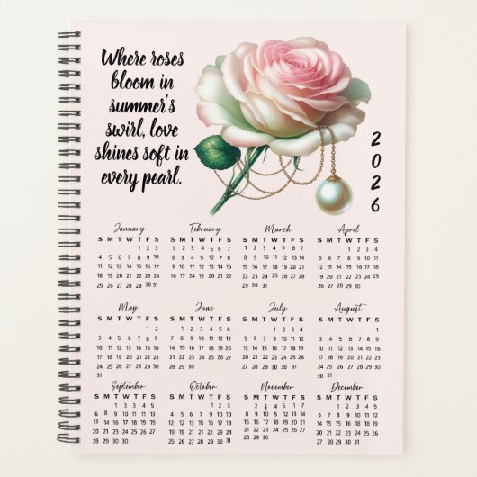 Rose & Pearl June Vers – 2026 Jaarplanner Planner (Voorkant)