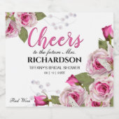 Rose & Pearl Wedding Sparkling Wijnetiket (Enkel label)