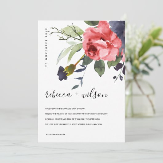 ROSE PEONY EUCALYPTUS FLORA WATERVERF WEDING (Staand voorkant)