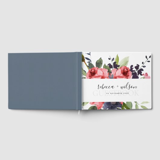 ROSE PEONY EUCALYPTUS FLORA WATERVERF WEDING GASTENBOEK (Volledig)