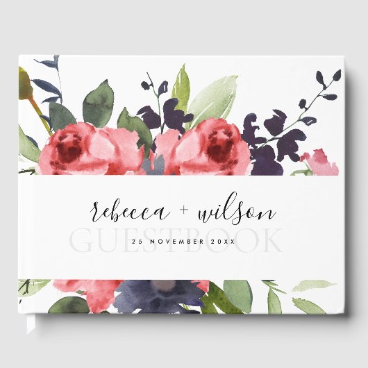 ROSE PEONY EUCALYPTUS FLORA WATERVERF WEDING GASTENBOEK (Voorkant)