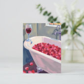 Rose Petal Bath | Romantic Red Wine Painting Briefkaart (Staand voorkant)