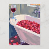 Rose Petal Bath | Romantic Red Wine Painting Briefkaart (Voorkant)