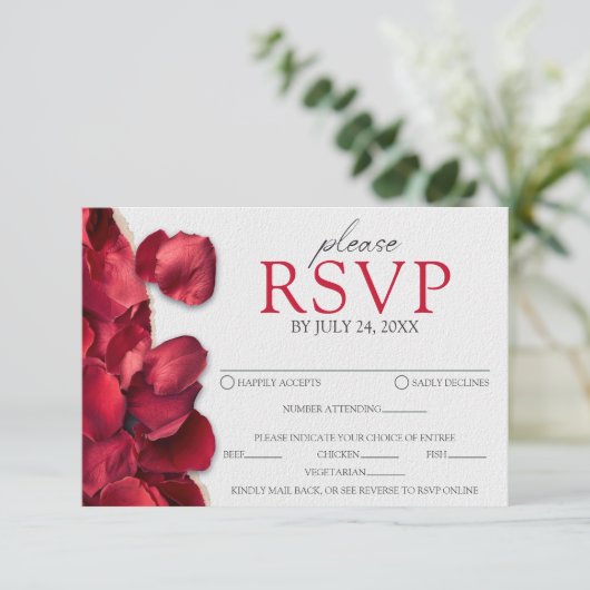 Rose Petals  Response Card RSVP Kaartje (Staand voorkant)