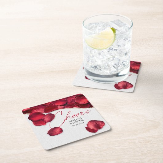 Rose Petals Wedding Coaster Kartonnen Onderzetters (Insitu)