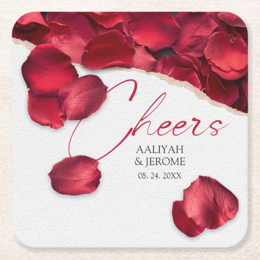Rose Petals Wedding Coaster Kartonnen Onderzetters (Voorkant)