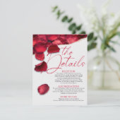 Rose Petals Wedding Details Card Kaart (Staand voorkant)