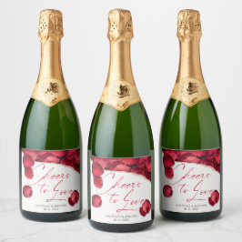 Rose Petals Wedding Wine Lable Sparkling Wijnetiket