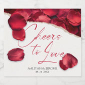 Rose Petals Wedding Wine Lable Sparkling Wijnetiket (Enkel label)