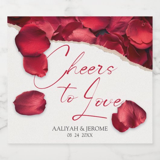 Rose Petals Wedding Wine Lable Sparkling Wijnetiket (Enkel label)