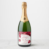 Rose Petals Wedding Wine Lable Sparkling Wijnetiket (Voorkant)