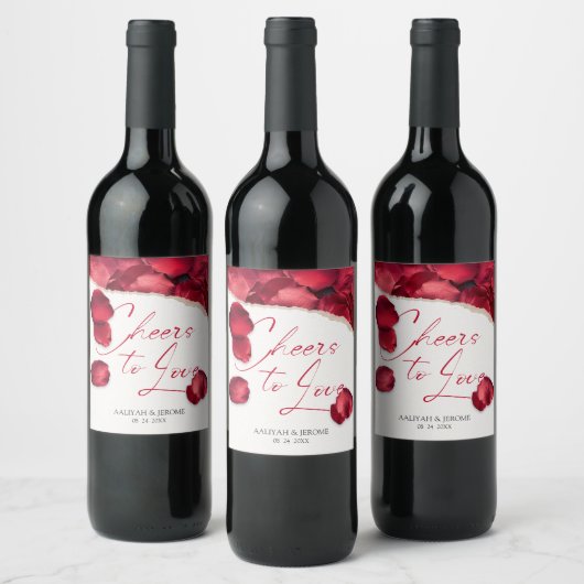 Rose Petals Wedding Wine Lable Wijn Etiket (Flessen)