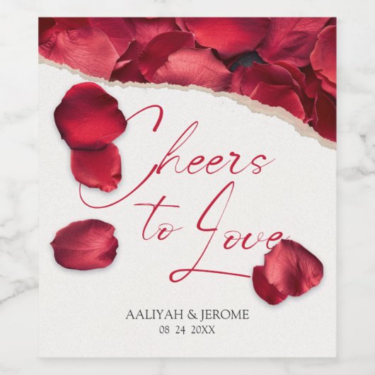 Rose Petals Wedding Wine Lable Wijn Etiket (Enkel label)