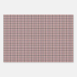 Rose Pink Black Plaid Classic Pattern Inpakpapier Vel
