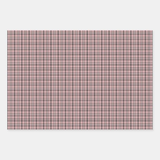 Rose Pink Black Plaid Classic Pattern Inpakpapier Vel (Voorkant)