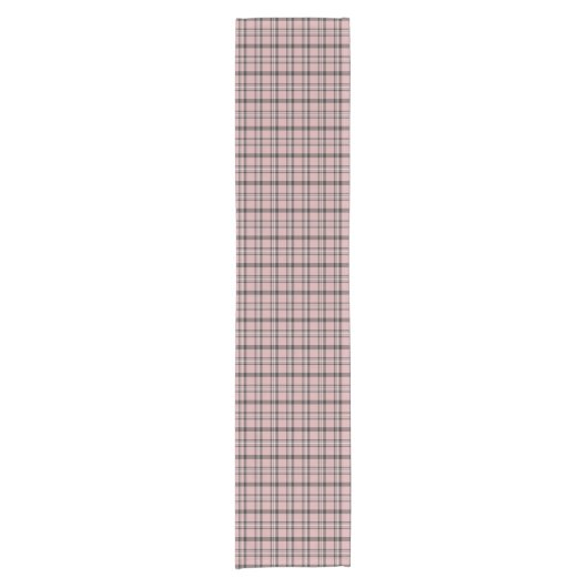 Rose Pink Black Plaid Classic Pattern Korte Tafelloper (Voorkant)
