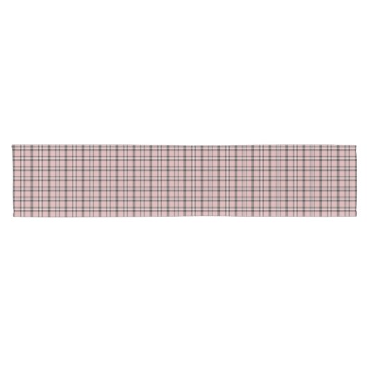 Rose Pink Black Plaid Classic Pattern Korte Tafelloper (Horizontaal)
