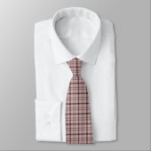 Rose Pink Black Plaid Classic Pattern Neck Tie Stropdas (Gebonden)