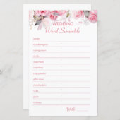 Rose Pink Bridal Shower Word Scramble Game (Voorkant / Achterkant)