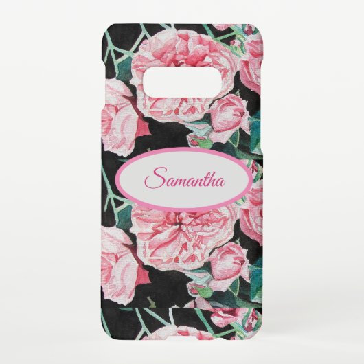 Rose Pink Cabbage Vintage Roses floral Girls Name Samsung Galaxy Hoesje (Achterkant)